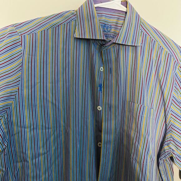 Bugatchi Classic Fit Multicolored Striped Button Down Collares Shirt size Medium - Picture 3 of 9